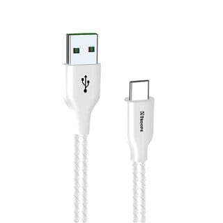 TP TROOPS Unbreakable 2.5A Fast Charging Tough Braided Type C USB Data Cable - 1 Meter-White-TP-2283-White