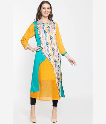 ELTHIA - Mustard Silk Women's Straight Kurti ( Pack of 1 )