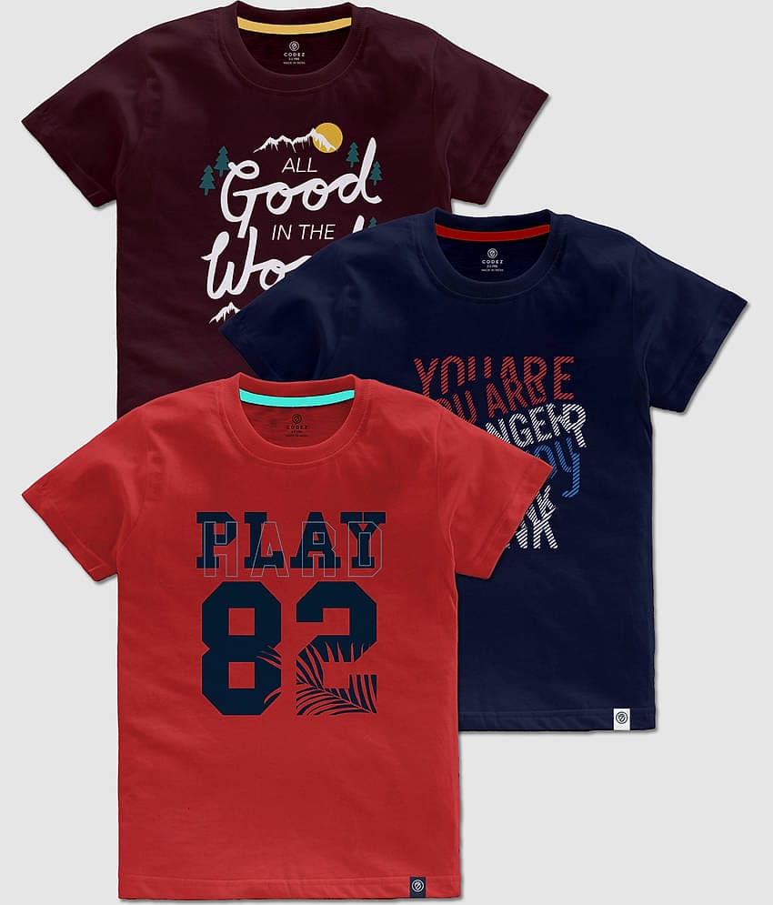CODEZ Pack of 1 Boys Cotton T-Shirt ( Multicolor2 )