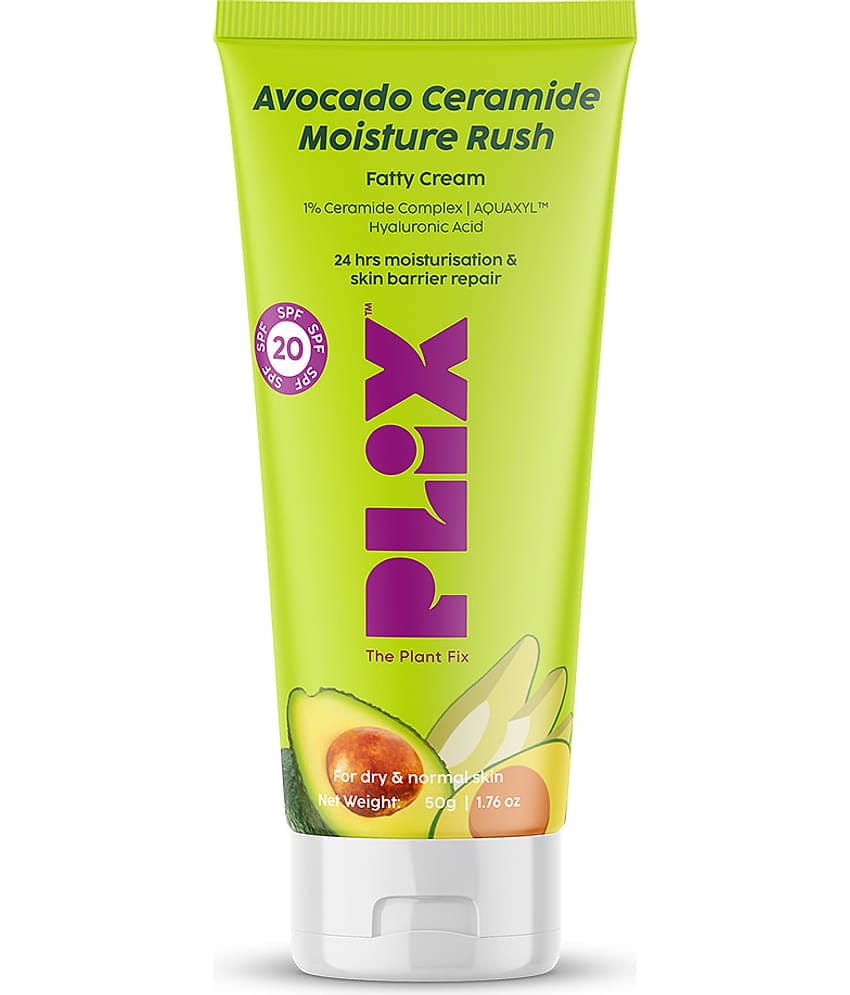 Plix Avocado Ceramide Moisture Rush Fatty Cream with SPF 20 for Deep Moisturization(50 g)
