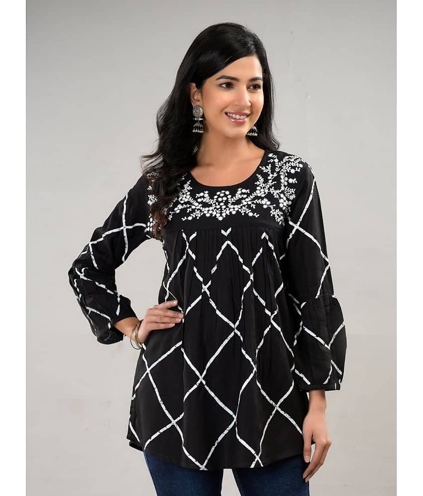 FABRR Women's Rayon A-Line Top ( Black )