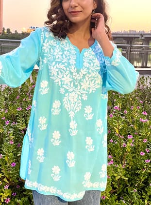 Sky blue short kurti