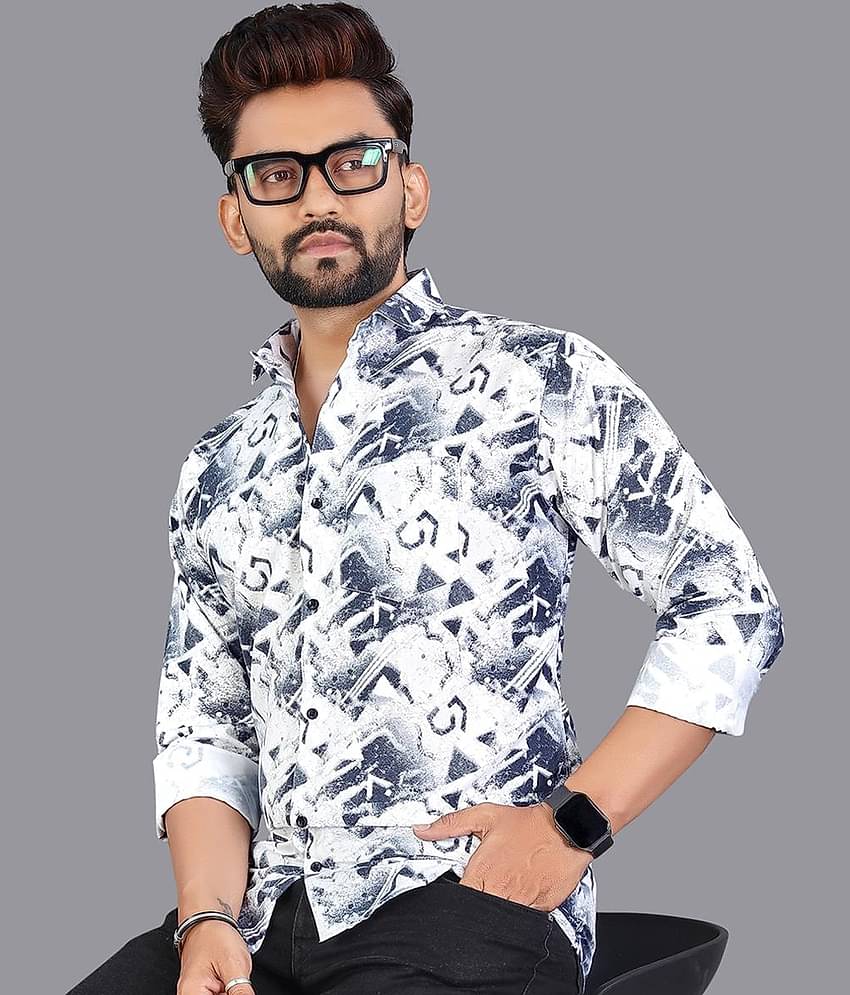 adwynpeter 100% Cotton Regular Fit Printed Full Sleeves Men's Casual Shirt - Multicolor 9 ( Pack of 1 )