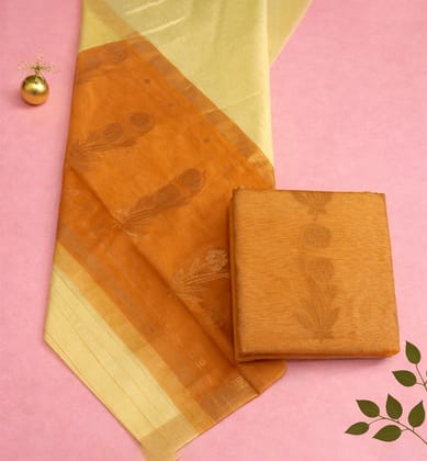 Handwoven Unstitched Chanderi Suit Set (Silk × Mercerized Cotton)