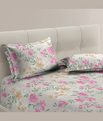 Apala Pink Microfiber 1 Double King Bedsheet with 2 Pillow Covers ( 254 cm x 228 cm )