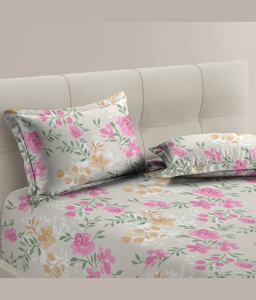 Apala Pink Microfiber 1 Double King Bedsheet with 2 Pillow Covers ( 254 cm x 228 cm )
