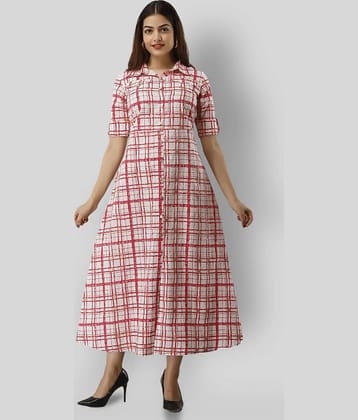 SVARCHI - Red Cotton Women's Flared Kurti ( Pack of 1 )