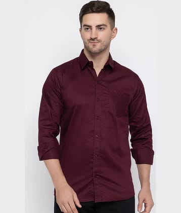 MODERNITY Cotton Blend Regular Fit Solids Full Sleeves Men's Casual Shirt - Wine ( Pack of 1 )
