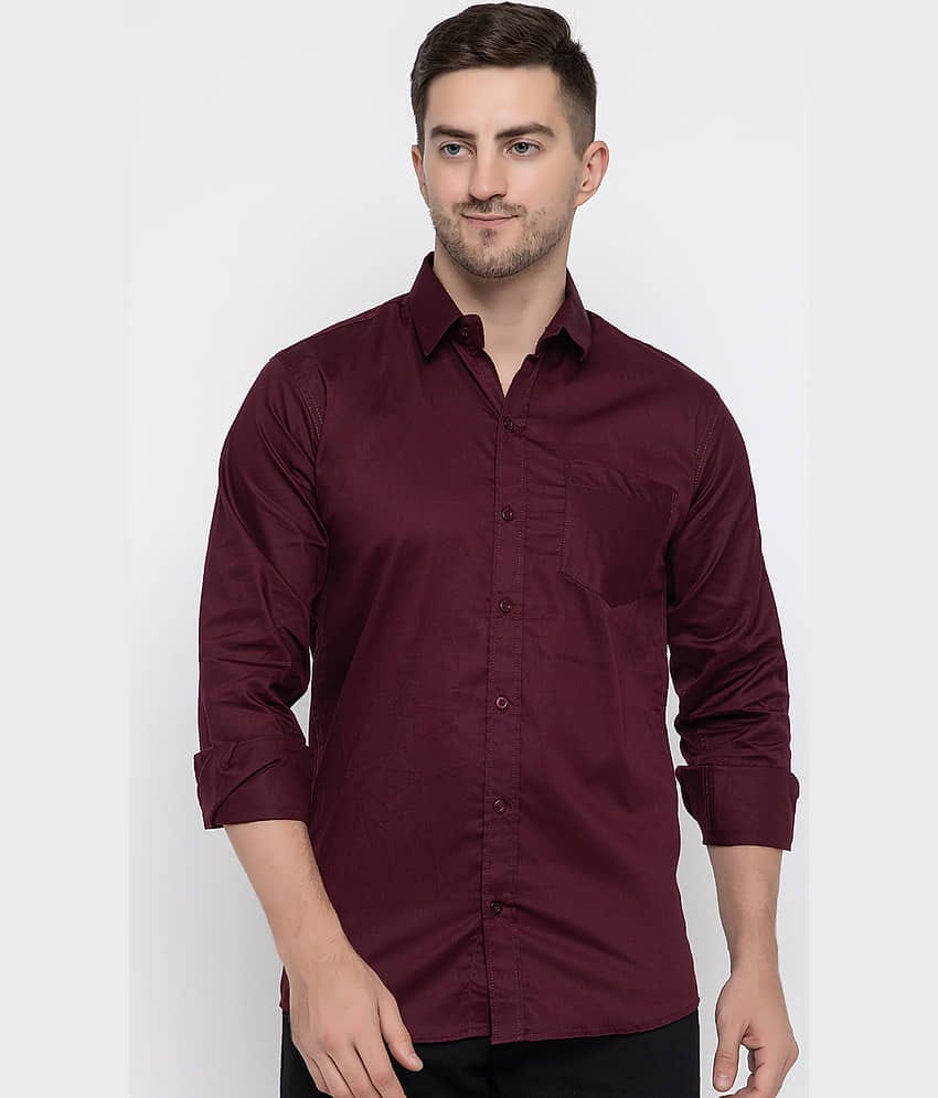 MODERNITY Cotton Blend Regular Fit Solids Full Sleeves Men's Casual Shirt - Wine ( Pack of 1 )