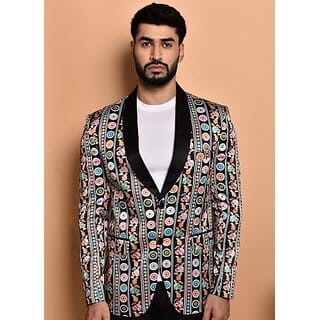 PrintCultr PrintCultr Men Printed Single Breasted Casual Blazer (Multicolor)