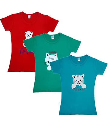 COOLTEES4U Pack of 3 Girls 100% Cotton Top ( Multicolor )