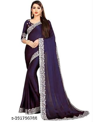 Shivadit ethnic Georgette Embroidered Saree With Unstitched Blouse Piece ( Blue )