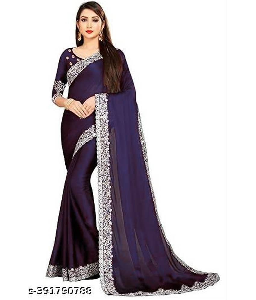 Shivadit ethnic Georgette Embroidered Saree With Unstitched Blouse Piece ( Blue )