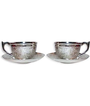 Craftghar Brass Cup Saucer Set Of 2 Pcs
