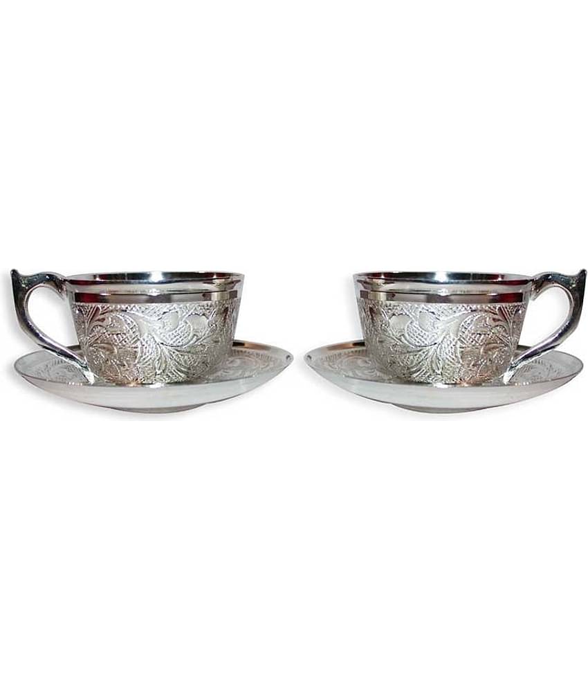 Craftghar Brass Cup Saucer Set Of 2 Pcs