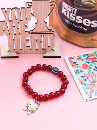 NVR Kids Cartoon Design Maroon Artificial Beads Thread Rakhi, Combo for Rakshabandhan-One Size / Maroon