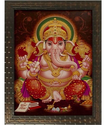 Indianara Ganesha Religious Synthetic Painting With Frame