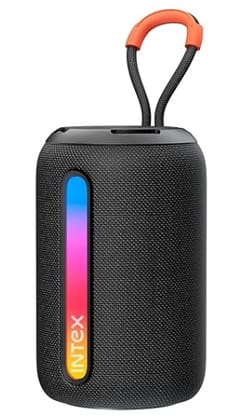 Intex Beast 5X Newly Launched Bluetooth Speaker | 360 Iconic Surround Sound | Rhythmic RGB LED Light | TWS Feature | Type-C Fast Charging | Upto 5 Hrs Playback | BT 5.4 for Party & Travel (Black)