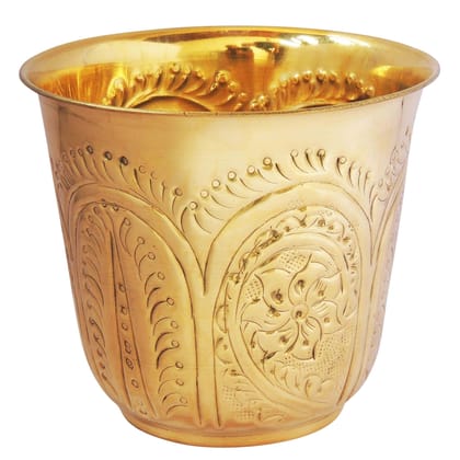 Brass Home Decorative Planter Gamla � Pure Brass Pot, Height : 7.4 Inch (FMAS655 D)