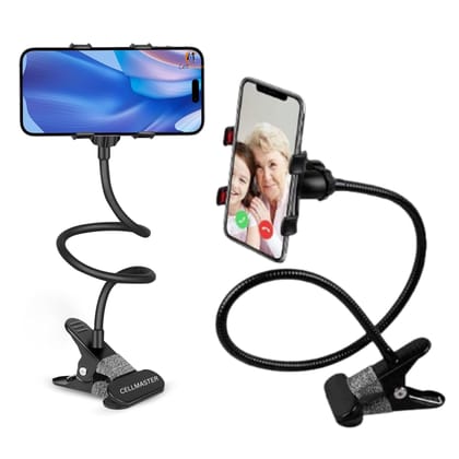 CELLMASTER Metal 360 Degree Flexible Portable Foldable -Lazy Stand Bracket Cell Phone Holder/Gooseneck Long Arm Clip Mobile Stand for Table Mobile Stand for Bed Office CELLMASTER Metal 360 Degree Flexible Portable Foldable -Lazy Stand Bracket Cell Phone 