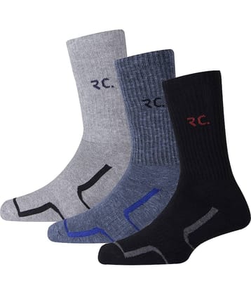 RC. ROYAL CLASS - Cotton Men's Striped Black Mid Length Socks ( Pack of 3 )