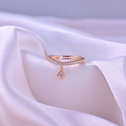 Rose Gold Zircon Spade Charm Ring