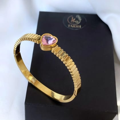 Emerald heart-Stainless Steel / Pink