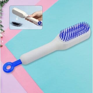 Self-Cleaning Hair Brush with Anti-Static Design | Detangling & Styling Comb for Men and Women (White)