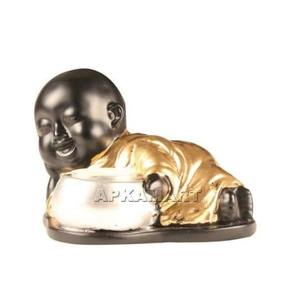 Candle Holder Stand | TeaLight Holder With One Slots Cum Showpiece  | Tea Light Candle Stands - Baby Monk Design - For Home, Table, Living Room, Dining room, Bedroom Decor | For Diwali Decoration