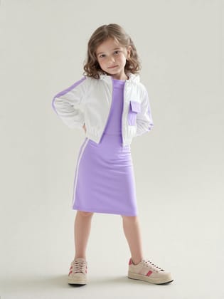 Girls Lavender Bodycon Dress With Zipper [GT-3859] (4-12 Years)-4-5Y (Size - 24) / Imported / Lavender