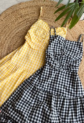 Coco Striped Midi dress-Black / XS
