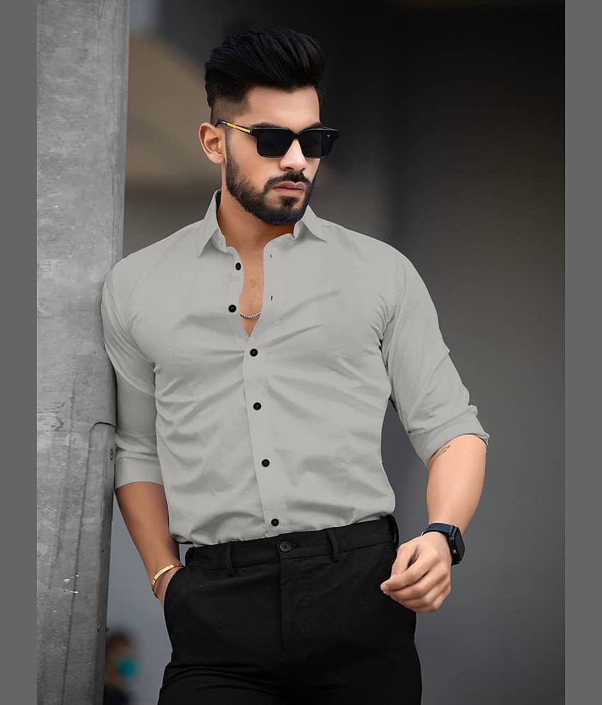 Laadli Cotton Blend Regular Fit Full Sleeves Men's Formal Shirt - Grey ( Pack of 1 )