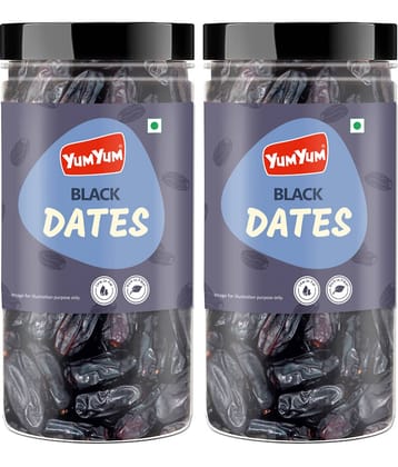 YUM YUM Dates (Khajoor) Black Dates 800g | Combo Pack of 2x400g Each Pack of 2