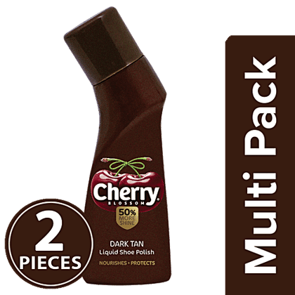 Cherry Blossom Liquid Shoe Polish - Dark Tan, 75 ml (Pack of 2)