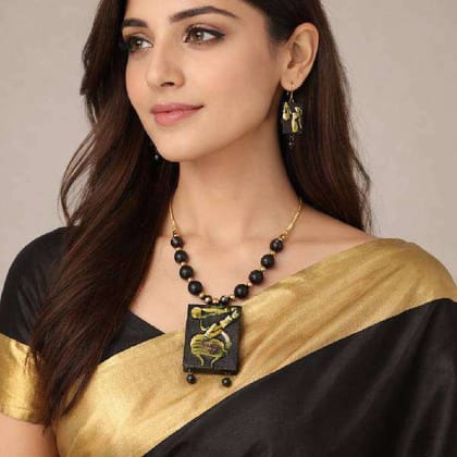 Traditional Terracotta Gray Boul Necklace EcoFriendly Formal Girls Jewellery