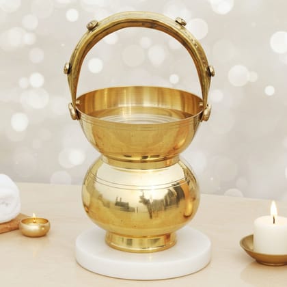 Brass Kamandal 1.4 Ltr � Religious Water Pot for Abhishek, Height : 10.5 Inch (ZMAS129 D)