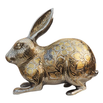 Handcrafted Brass Rabbit Decorative Showpiece Statue for Modern Interiors, Height : 7.1 Inch (ANMAS146 A)