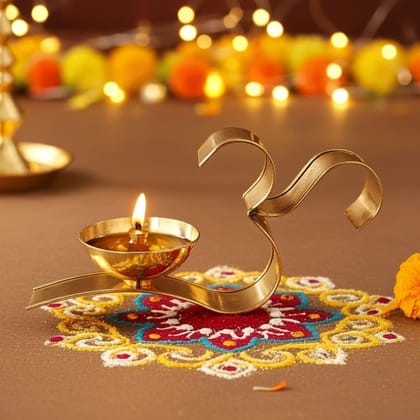Brass Om Fancy Deepak No. 3 (ZMAS489 C) Brass Om Fancy Deepak No. 3 (ZMAS489 C)