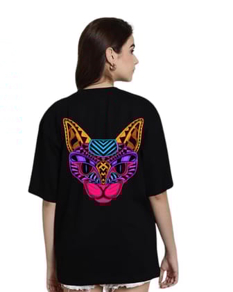 Women's Graphic Printed Cotton Short Sleeve Shirt Black (Size M)