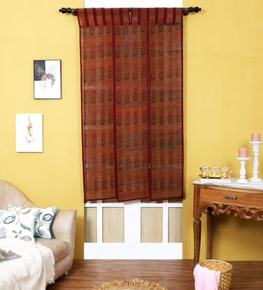 Curtain & Dining Mat Combo - Brown-6 ft length