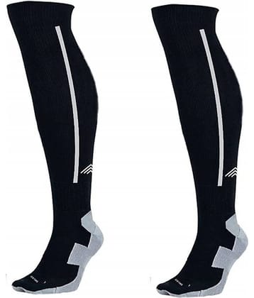 Just rider Bamboo Football Cotton Socks/Stockings for Men Women Knee High Length Superior Grip for Shin Guard, Anti Slip Blister Protection Anti Odour, Free Size (Black)