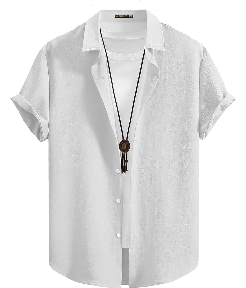 WEBRIC Cotton Blend Regular Fit Popcorn Textured Half Sleeves Men's Casual Shirt - White ( Pack of 1 )