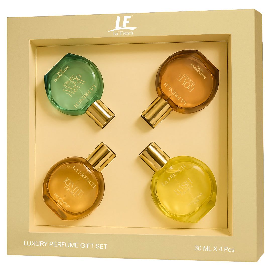 La French Luxury Perfume Gift Set for Men 4x30ml - Ignite | Warm Ocean | Rove | Bash
