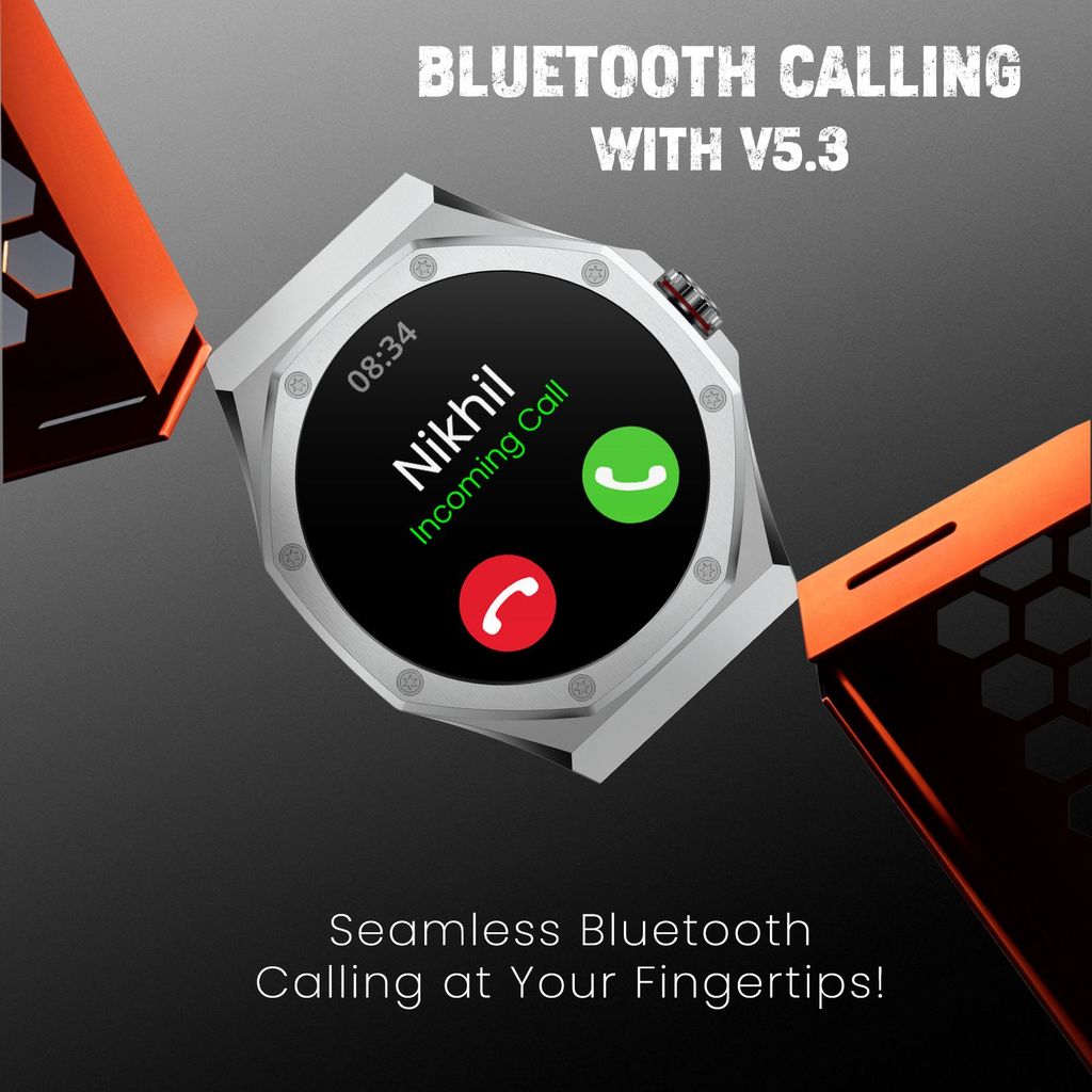 CELLECOR E4 Edge 1.52" HD+ Round Display with 850 NITS | BT-Calling | AOD | Smartwatch (Silver Grey)