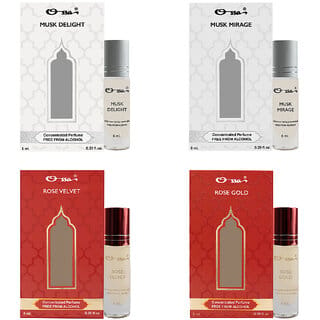 Ossa Musk Delight Mirage, Rose Velvet Gold Unisex Concentrated Perfums Alcohol Free Attar Combo (Pack of 4) Ossa Musk Delight Mirage, Rose Velvet Gold Unisex Concentrated Perfums Alcohol Free Attar Combo (Pack of 4)