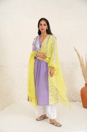 Sulphur Lime Dupatta-Free Size / Lime Green