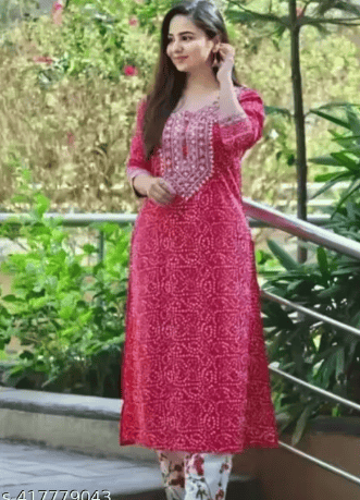 Elegant Women Viscose Rayon Pink Straight Kurta Pant Set