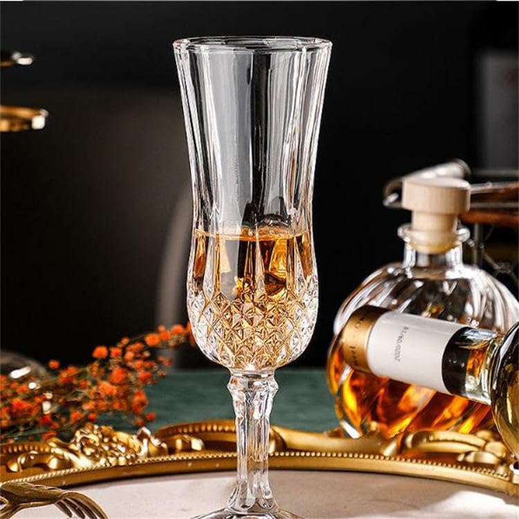 Premium Stylish Crystal Long Wine Glass Vintage Diamond Cut Design Glass for Juice,Beer, Whiskey, Cocktails,Mixed Drinks (Crysta Wine Glass)(155 Ml)