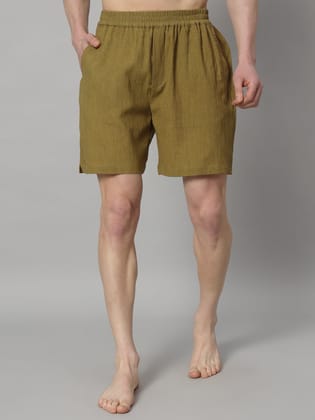 Pure Linen Khaki Color Mens Boxer (OTLMB05)-S