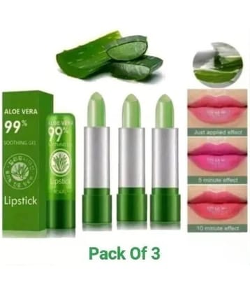 Guriya Natural Aloe Vera Long Lasting Color Changing Lipstick (Pack of 3)